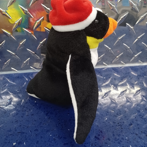 •Vintage TY Beanie Babies Baby Retired RARE 1998 Zero Penguin Santa Hat - Picture 5 of 9